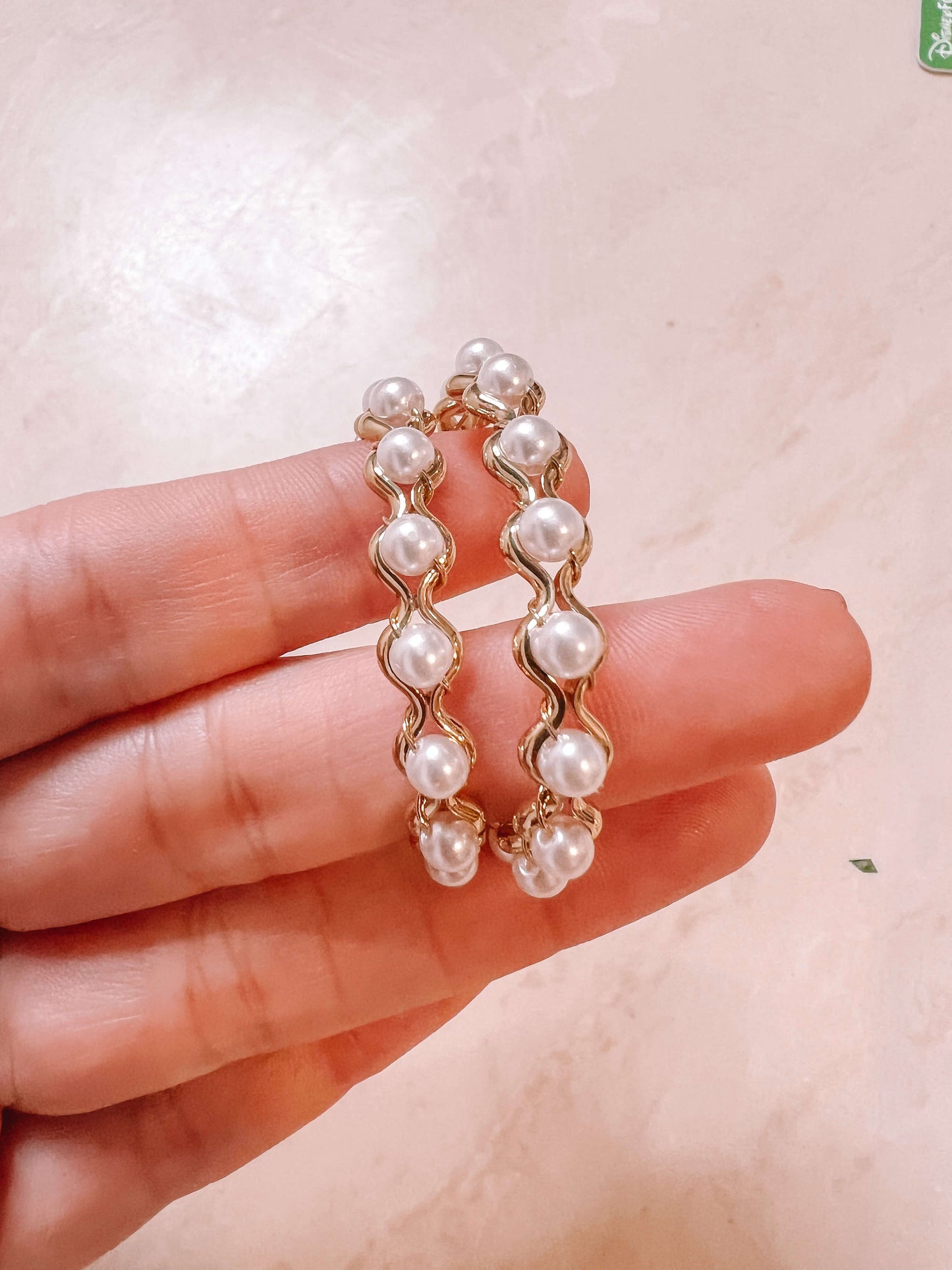 Embedded Pearls Hoops