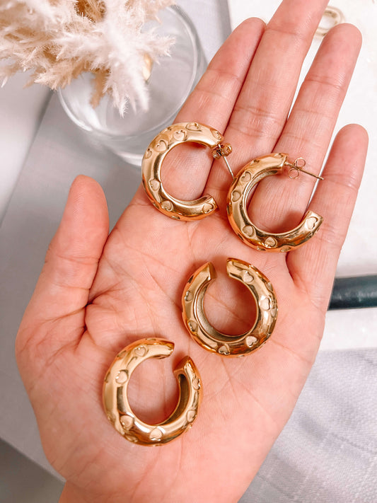 Big Chunky Hearts Earrings / Earcuffs