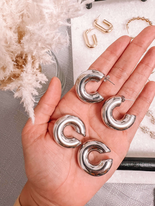 Xtra Chunky Earrings / Earcuffs - Silver