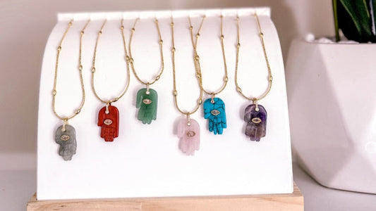 Hamsa Hand Quartz Necklace