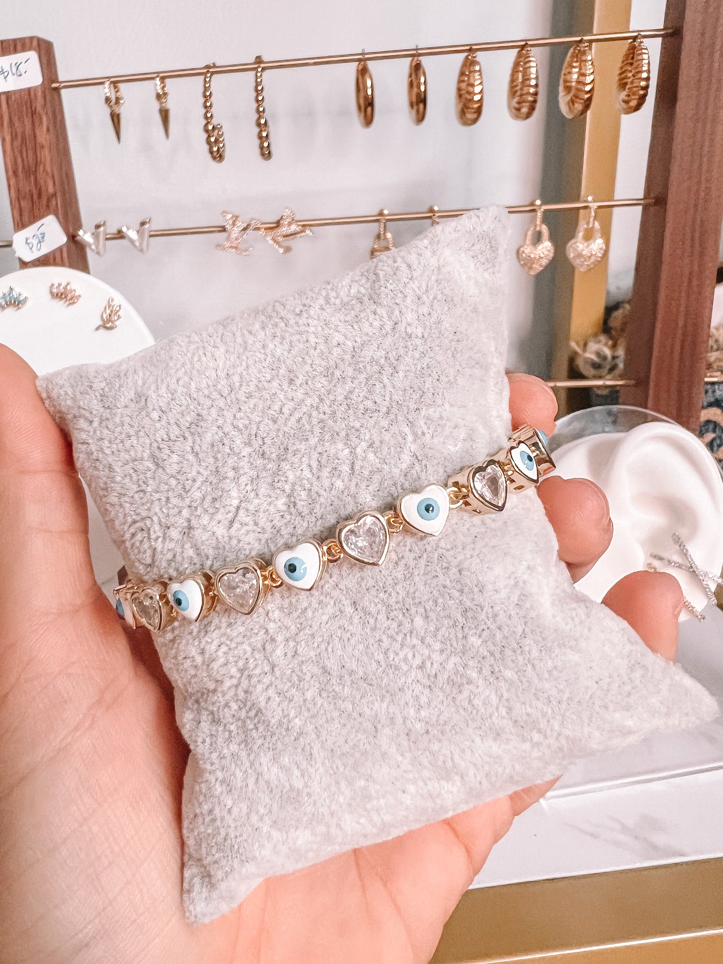Heart Crystal Evil Eye Bracelet