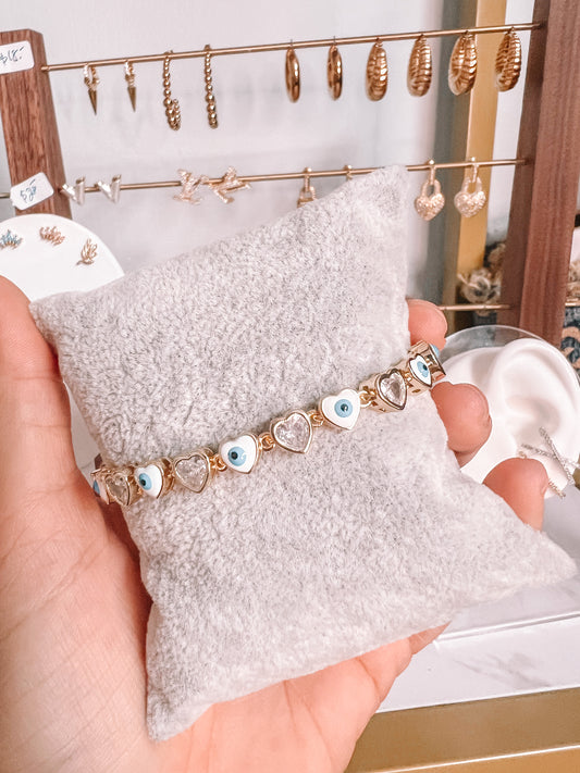 Heart Crystal Evil Eye Bracelet