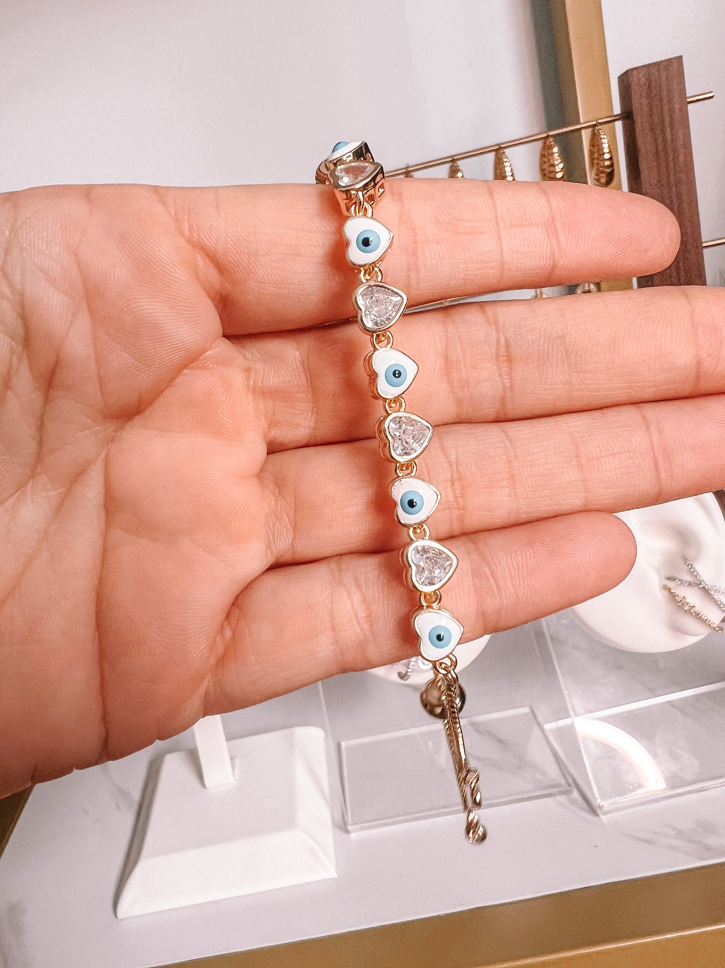 Heart Crystal Evil Eye Bracelet