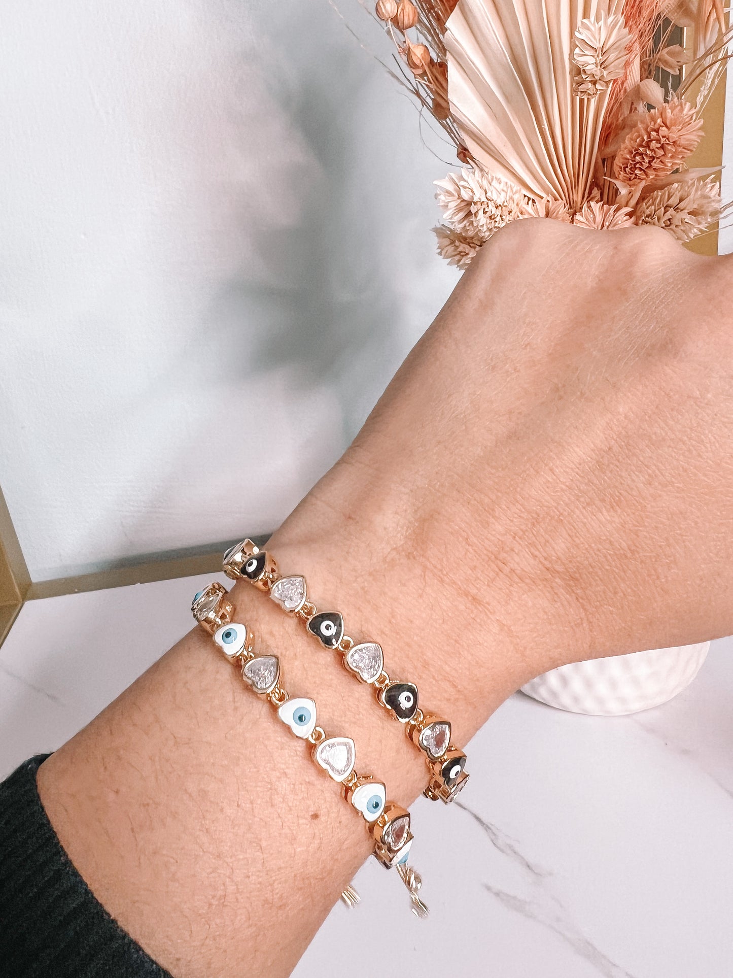 Heart Crystal Evil Eye Bracelet