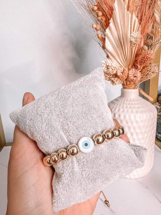 Evil Eye Gold Beads Bracelet
