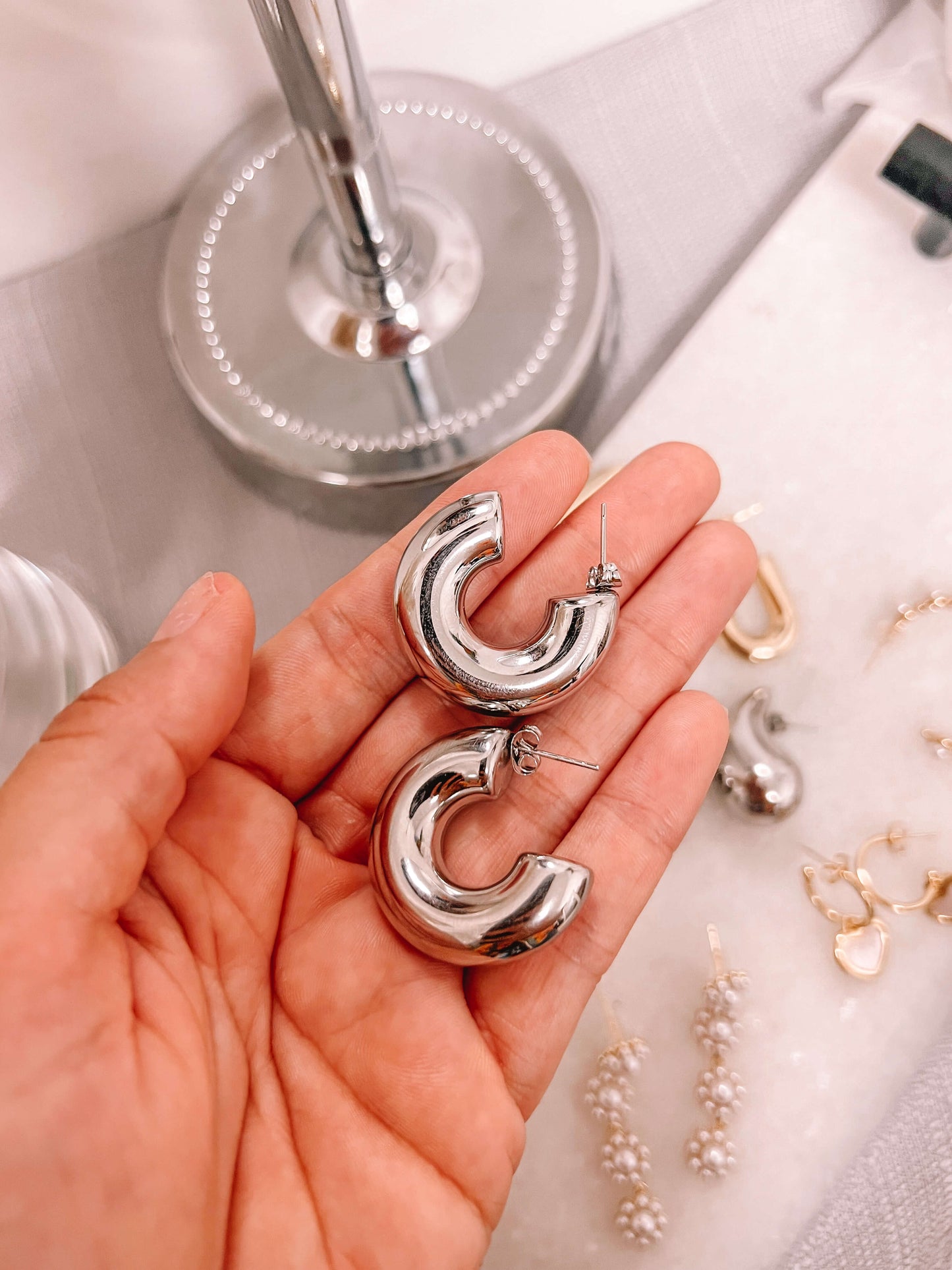 Xtra Chunky Earrings / Earcuffs - Silver