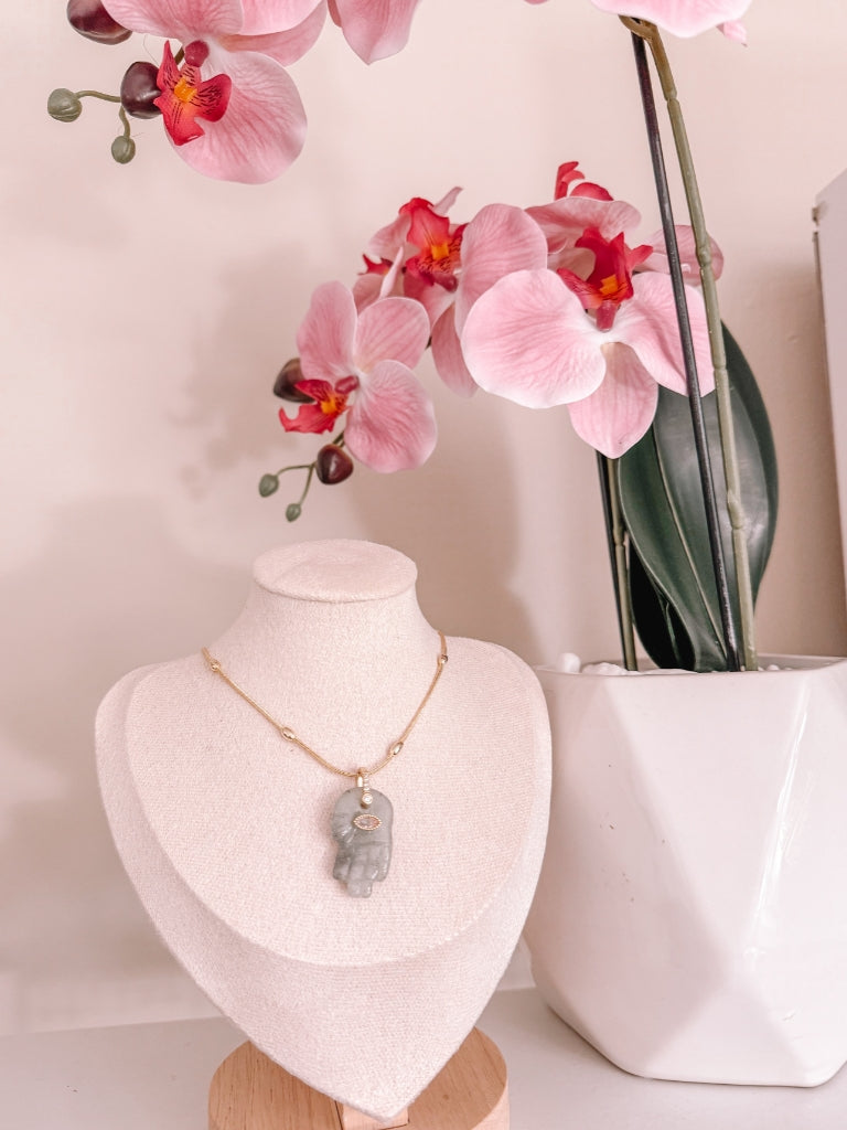 Hamsa Hand Quartz Necklace