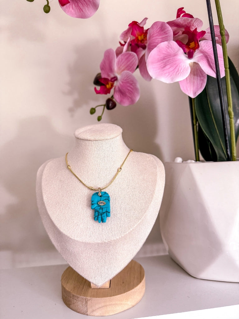 Hamsa Hand Quartz Necklace