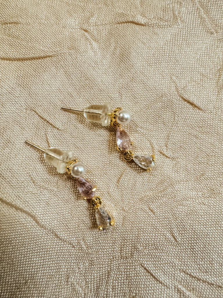 Clear Pink Dangling Earrings